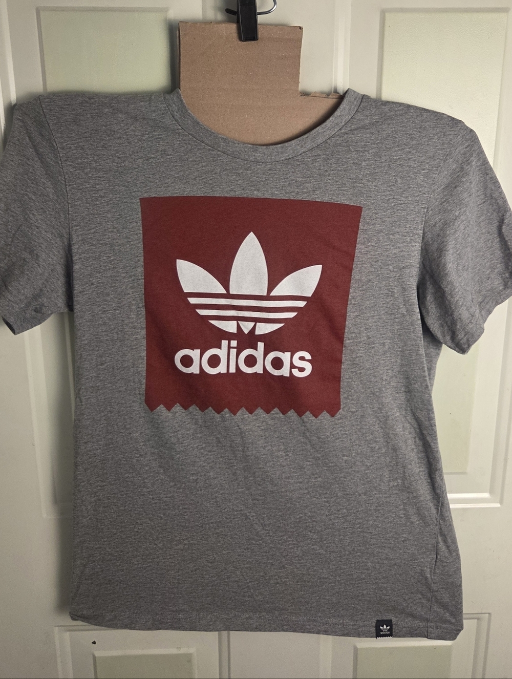 adidas Gray T-Shirt with Red Trefoil Graphic